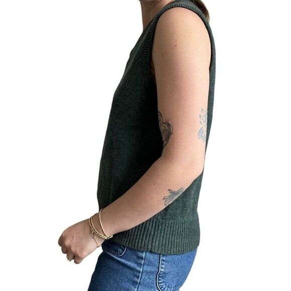 Vintage Abercrombie And Fitch Forest Green 100% Wool V Neck Sweater Vest Sz L - Picture 6 of 7